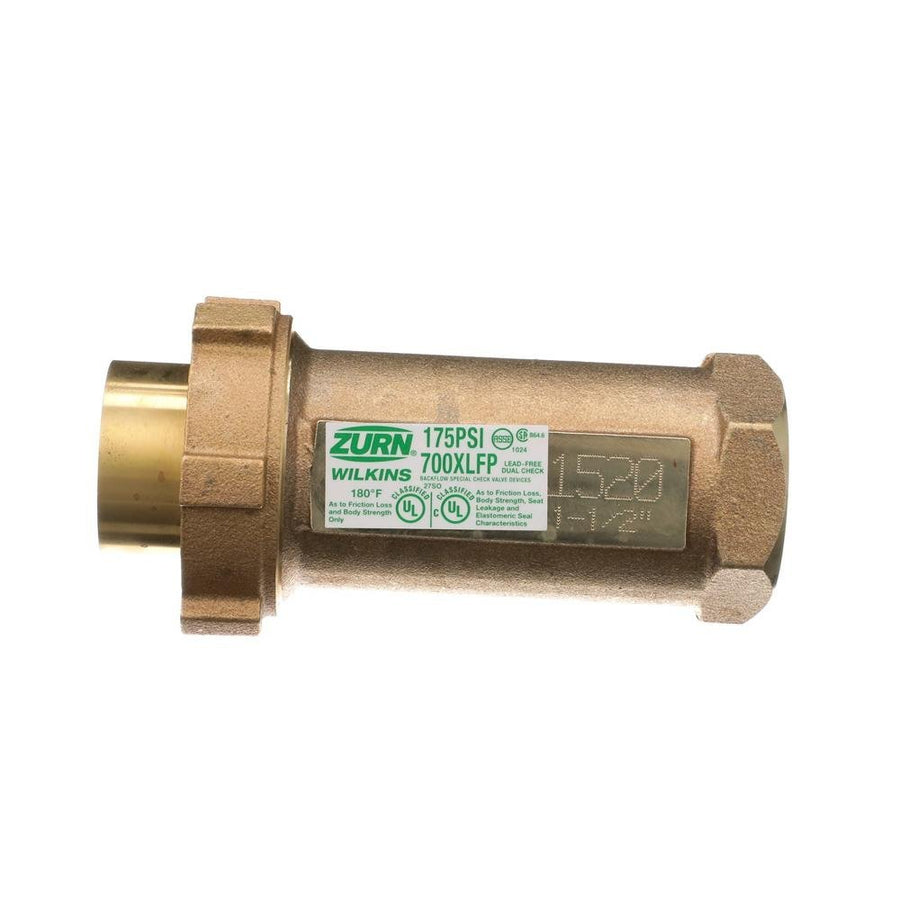 112UFCX112F - 700XLFP1 - 1/2" Union Female Copper Sweat Inlet X 1 - 1/2" Female NPT Outlet 700XLFP Fire Protection/High Capacity Dual Check ValveZurn