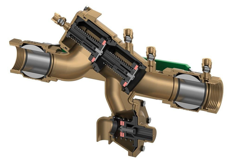 1 - 975XL3SEU1" 975XL3 Reduced Pressure Principle Backflow Preventer with 90° Street Elbows and Union Ball ValvesZurn