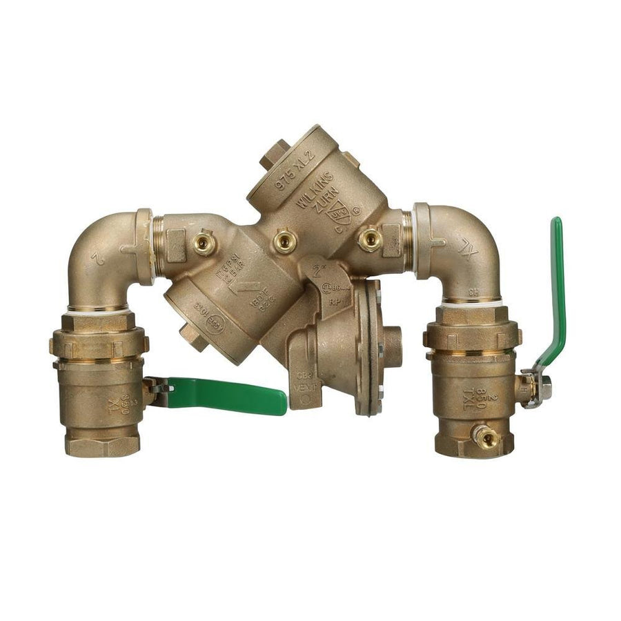 2 - 975XL2SEU2" 975XL2 Reduced Pressure Principle Backflow Preventer with street elbows and union ball valvesZurn