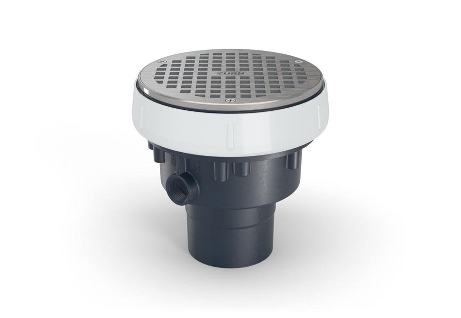 EZ - PV2 - R6EZ PVC Slab on Grade Floor Drain, 6" Round Nickel Bronze Strainer, with 2" x 3" Bottom OutletZurn