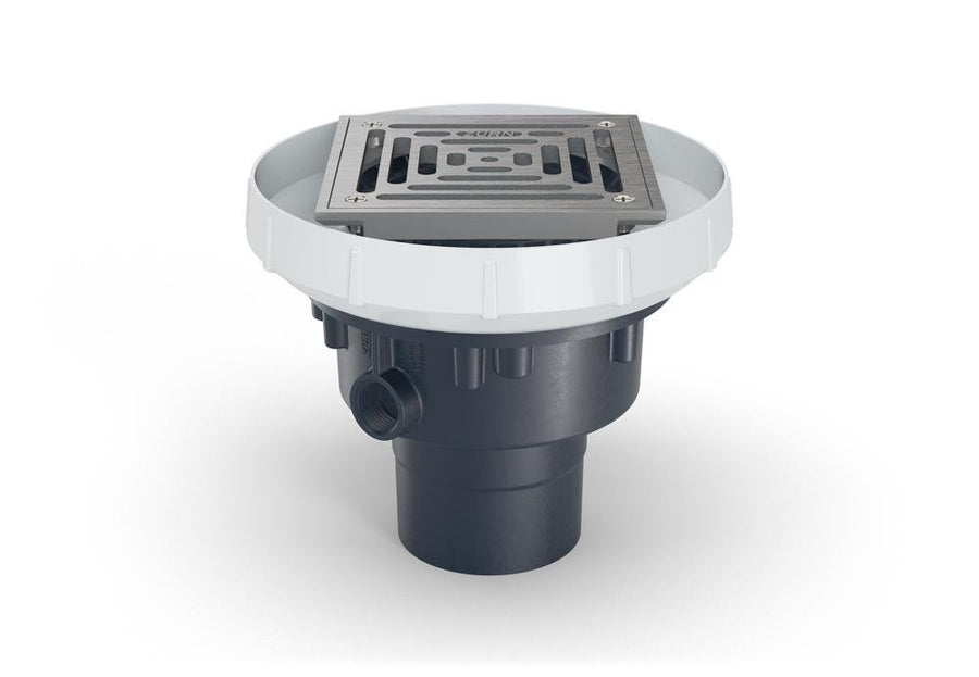 EZ - PV3 - S6 - SSEZ PVC Slab on Grade Floor Drain, 6" Square Stainless - Steel Strainer, with 3" x 4" Bottom OutletZurn