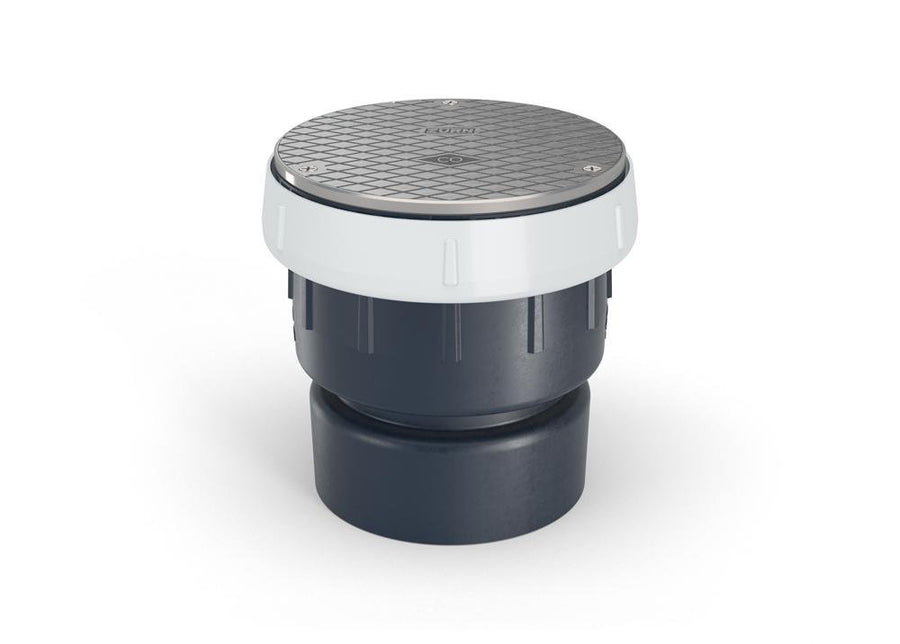 EZC - PV4 - R6 - SSEZC PVC Floor Drain Cleanout, 6" Round Stainless - Steel Head, with 4" Solvent Weld OutletZurn