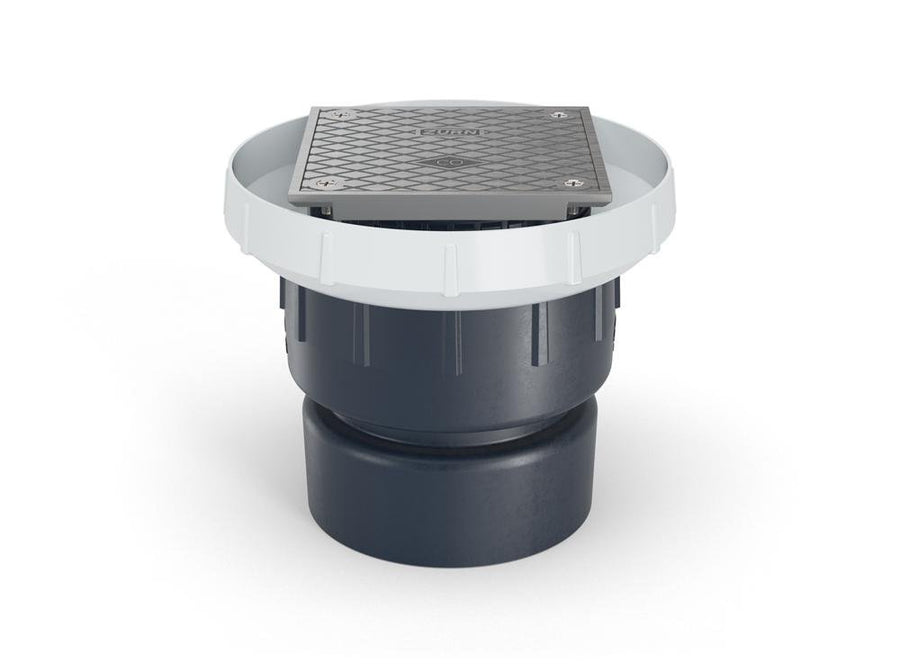 EZC - PV4 - S6EZC PVC Floor Drain Cleanout, 6" Square Nickel Bronze Head, with 4" Solvent Weld OutletZurn