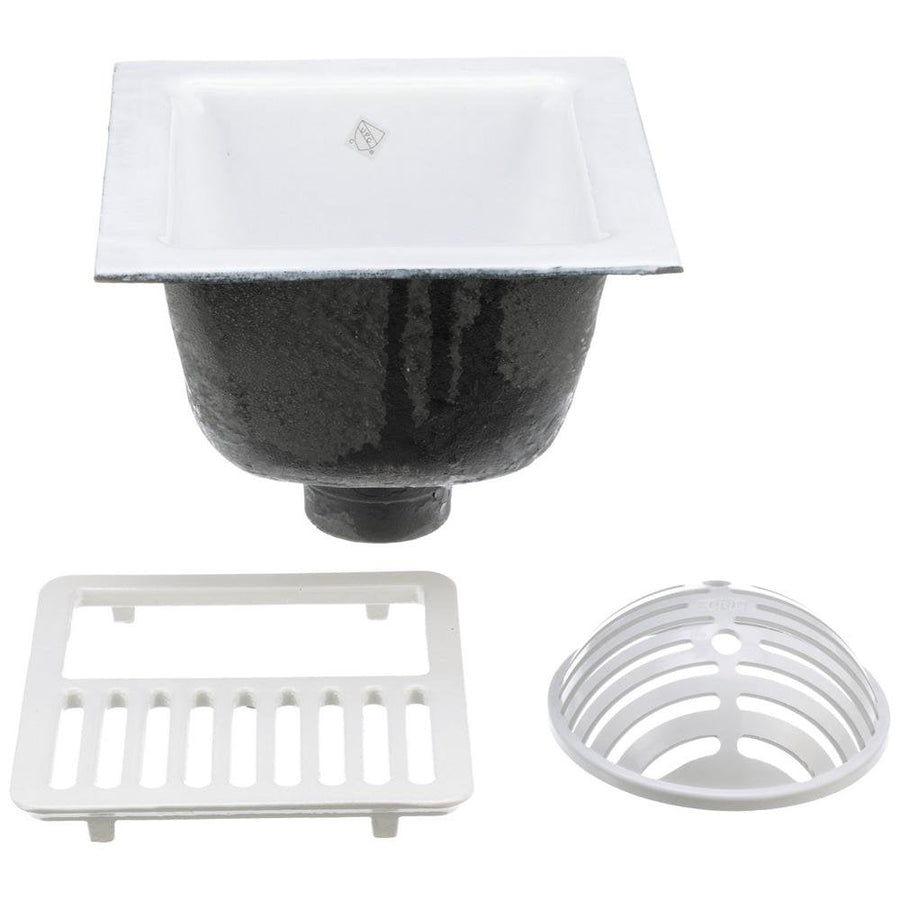FD2375 - NH3 - HFD2375 12"x12" Floor Sink Body & Dome Strainer, 6" Sump Depth, 3" No - Hub, with Half GrateZurn