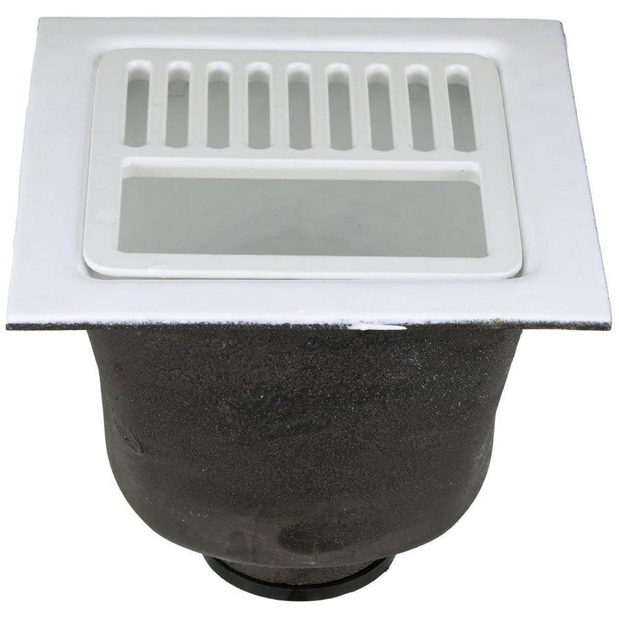 FD2376 - PO3 - HFD2376 12"x12" Floor Sink Body & Dome Strainer, 8" Sump Depth, 4" Push - On, with Half GrateZurn
