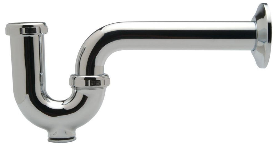 Z8700 - 8B - PCP - Trap with Wall Bend and Cleanout, 1 1/4” Inlet, 1 1/4" Outlet, 17 Gauge, Brass Nuts, Shallow Escutcheon, 11"Zurn