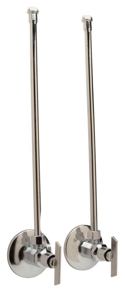 Z8802 - XL - LRLK - PCTwo Standard Angle Stops with Loose Key, 12” Flexible Risers, Steel Flanges, 1/2" IPS and 3/8" OD, Lead - FreeZurn