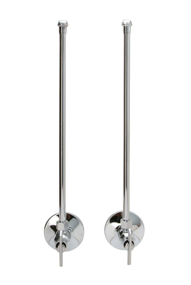 Z8804 - XL - LRLK - PCTwo Standard Angle Stops with Loose Key, 12” Flexible Risers, Steel Flanges, 1/2" NOM and 3/8" OD, Lead - FreeZurn