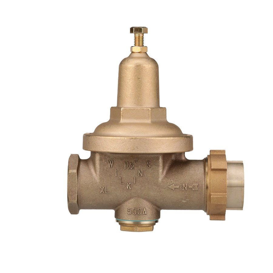 1-1/2" 500XL water pressure reducing valve with a spring range from 10 psi to 125 psi, factory set at 50 psi