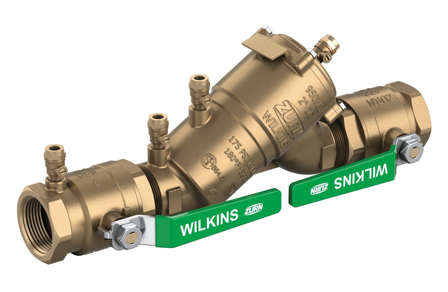 112-950XL3FT1-1/2" 950XL3 Double Check Backflow Preventer with Integral Male Flare SAE Test FittingsZurn Wilkins