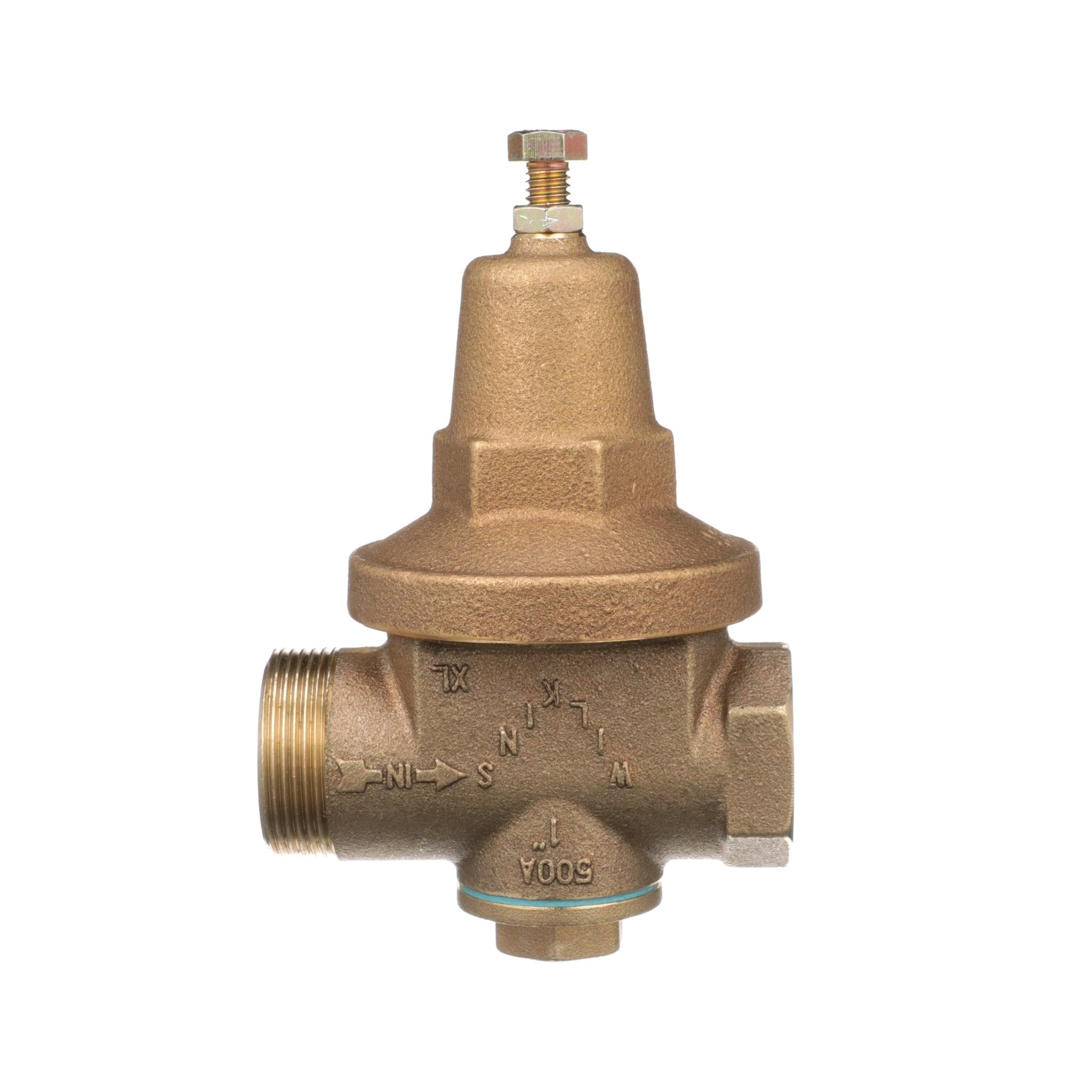 1" 500XL water pressure reducing valve with a spring range from 75 psi to 125 psi, factory set at 85 psi