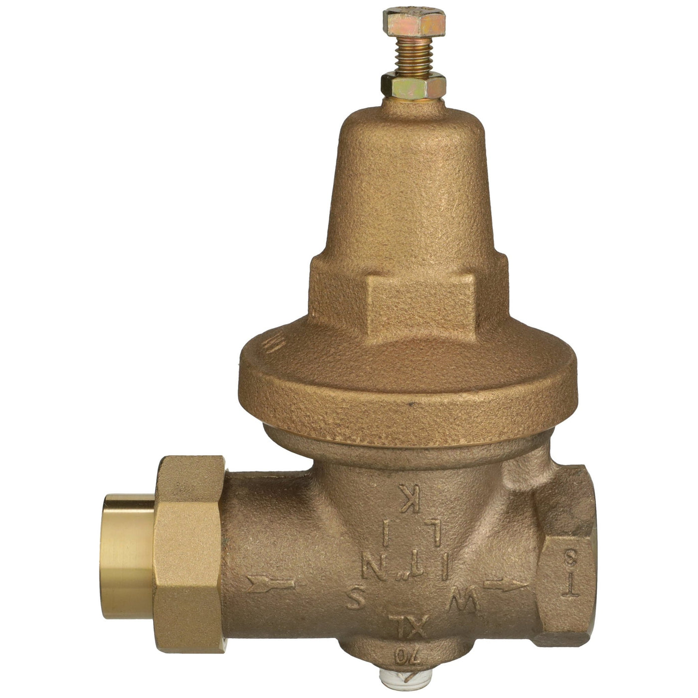 1" 70XL pressure reducing valve with fc (cop/ sweat) union connection, tapped and plugging for gauge