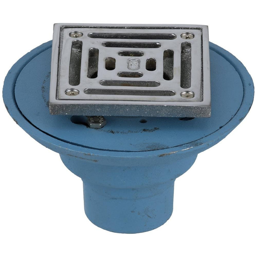 FD2254 - NH2 - CS42 - inch Cast - Iron No - Hub Shower Drain with 4 3/16 - inch Square Chrome - Plated TopZurn