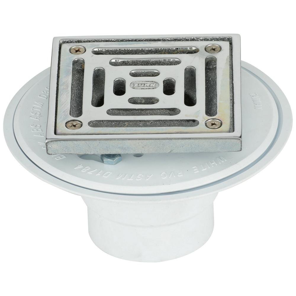 FD2254 - PV2 - CS42 - inch PVC Shower Drain with 4 3/16 - inch Square Adjustable Chrome - Plated Bronze Head TopZurn