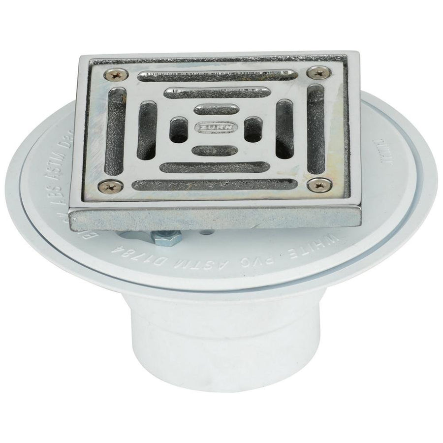 FD2254 - PV2 - CS42 - inch PVC Shower Drain with 4 3/16 - inch Square Adjustable Chrome - Plated Bronze Head TopZurn