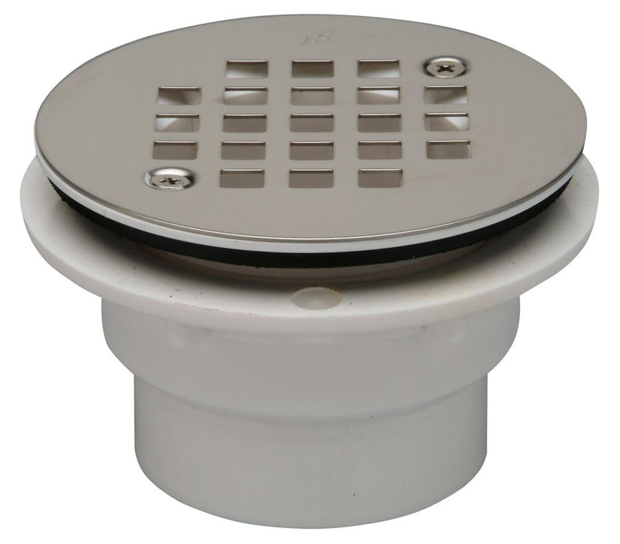 FD2260 - PV22 - inch PVC Shower Stall Drain, 4 1/6 - inch Round, Stainless Steel - StrainerZurn