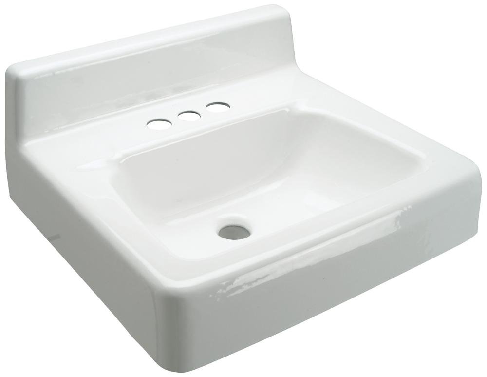 Z584420x18 Wall - Mount Cast Iron Sink/Lavatory, 4” Center Holes, White Emeled Cast IronZurn