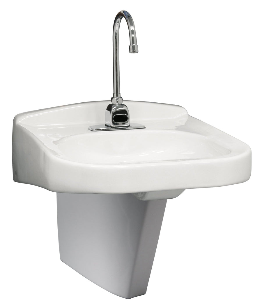 Z5324-PED23x20¼ Wall-Mount Wheelchair Accessible Sink/Lavatory, 4" Centers, Half Pedestal, White Vitreous ChinaZurn