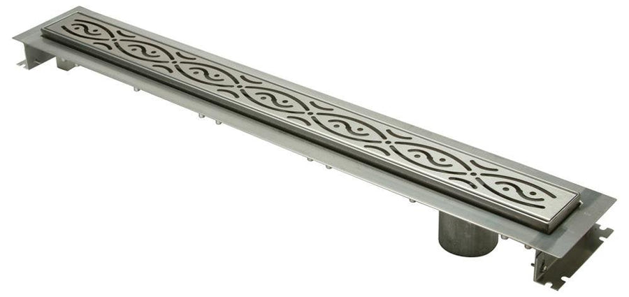 ZS880 - 28 - EO - SG28 - Inch Stainless Streel Trench Drain System with Serenity Grate and No - Hub Bottom End OutletZurn
