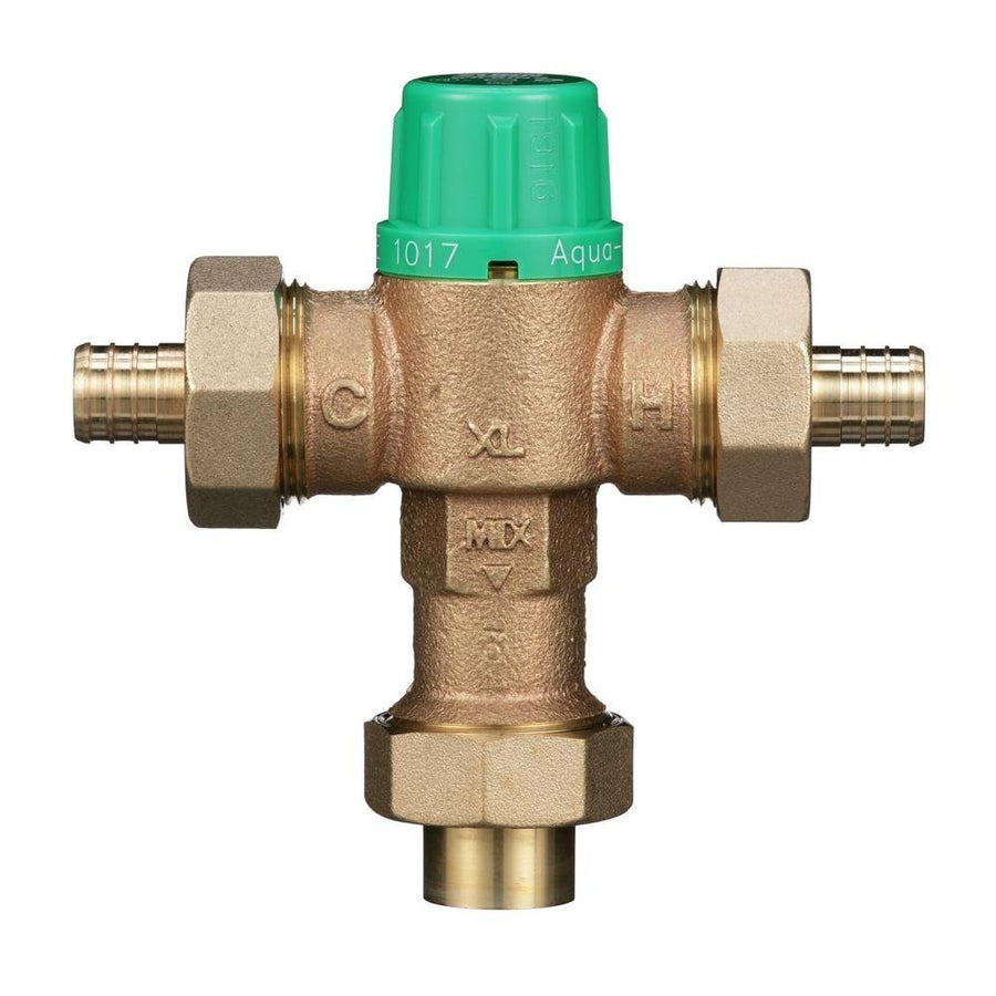 34 - ZW1017XL2PEX1C3/4" ZW1017XL Aqua - Gard® Thermostatic Mixing Valve with (2) PEX and (1) Copper Sweat Tailpieces and Union Nuts Lead FreeZurn