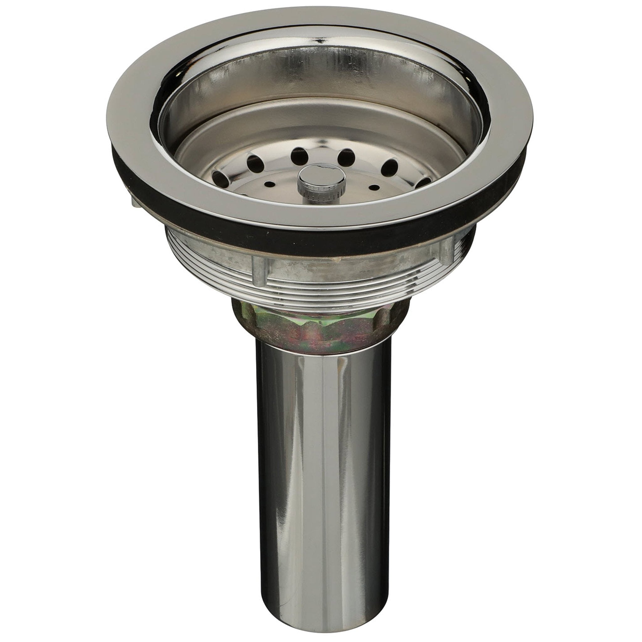 ZTT461W-PC4-Prong Basket Strainer with Neoprene Stop/, "It Can't Skip" Locknut, 4" Tailpiece, Chrome-Plated Brass/StainlessZurn