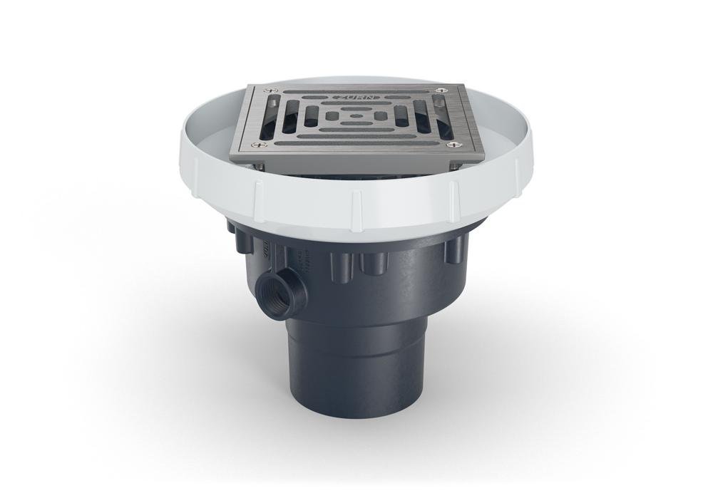 EZ - PV3 - S6 - SSEZ PVC Slab on Grade Floor Drain, 6" Square Stainless - Steel Strainer, with 3" x 4" Bottom OutletZurn