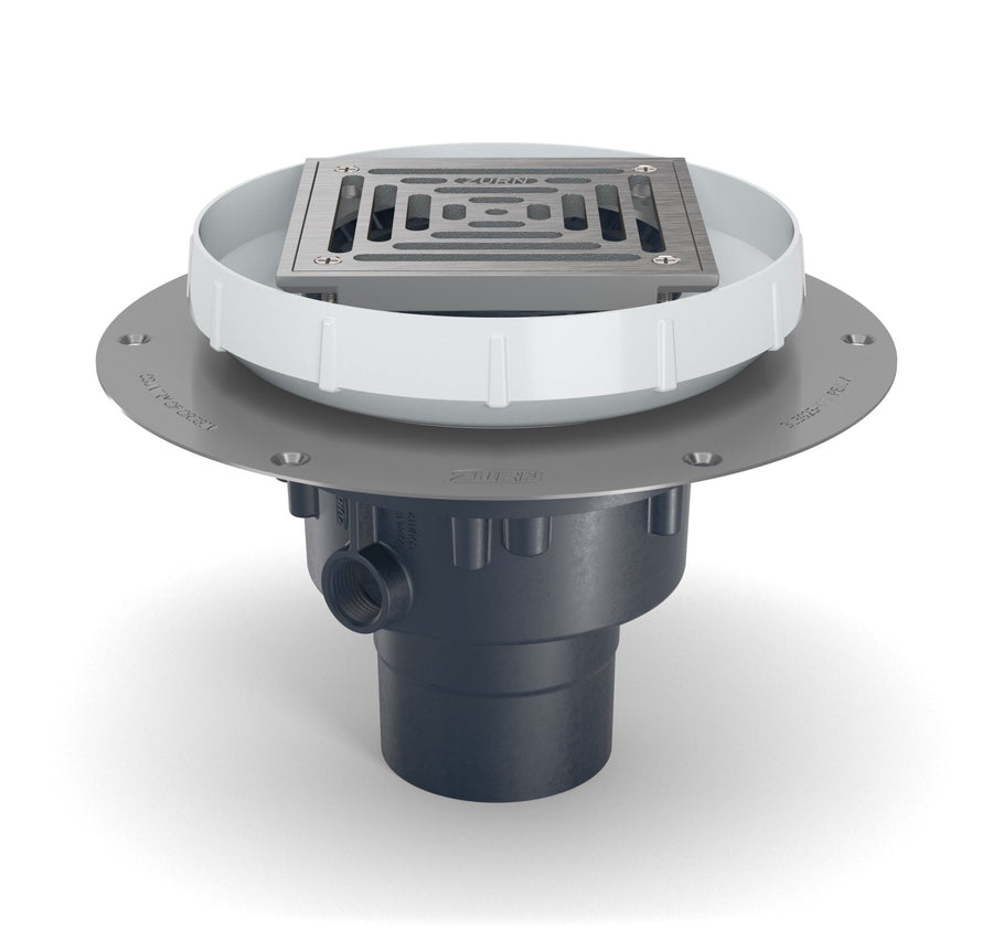 EZ2-PV3-ST-SSEZ2 Floor Drain, 5" Stainless Steel Head and Deck Plate, with 3" x 4" Bottom OutletZurn