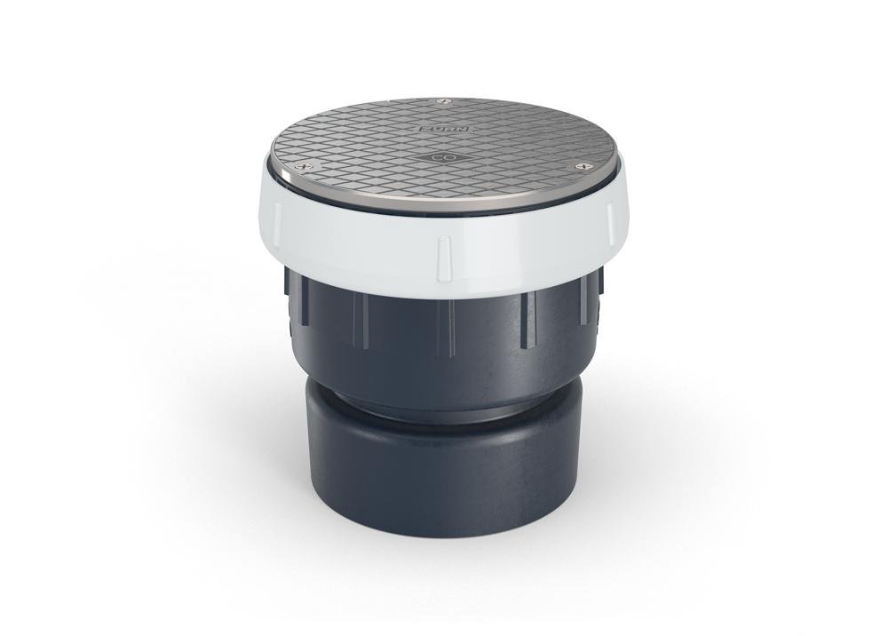 EZC - PV4 - R6 - SSEZC PVC Floor Drain Cleanout, 6" Round Stainless - Steel Head, with 4" Solvent Weld OutletZurn