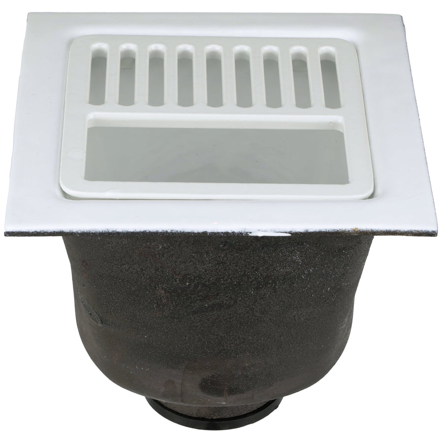 FD2376-PO3-HFD2376 12"x12" Floor Sink Body & Dome Strainer, 8" Sump Depth, 4" Push-On, with Half GrateZurn