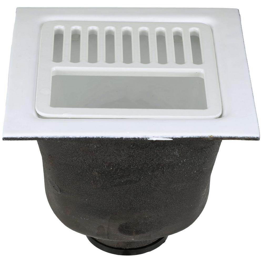 FD2376 - PO3 - HFD2376 12"x12" Floor Sink Body & Dome Strainer, 8" Sump Depth, 4" Push - On, with Half GrateZurn