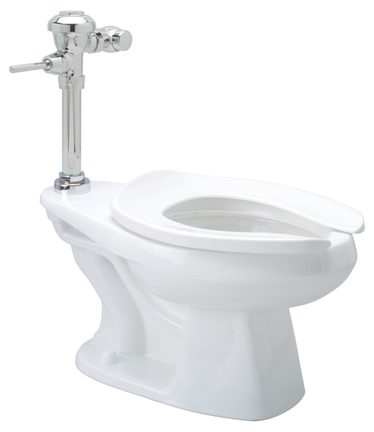 Z5655.258.00.00.00Floor-Mounted Automatic Toilet, 1.28 gpf Diaphragm Flush Valve, Elongated, No-Leak Handle, Vitreous China/ChromeZurn