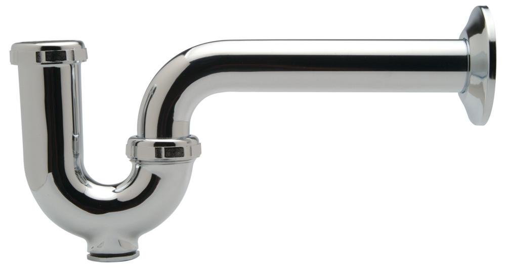 Z8700 - 8B - PCP - Trap with Wall Bend and Cleanout, 1 1/4” Inlet, 1 1/4" Outlet, 17 Gauge, Brass Nuts, Shallow Escutcheon, 11"Zurn