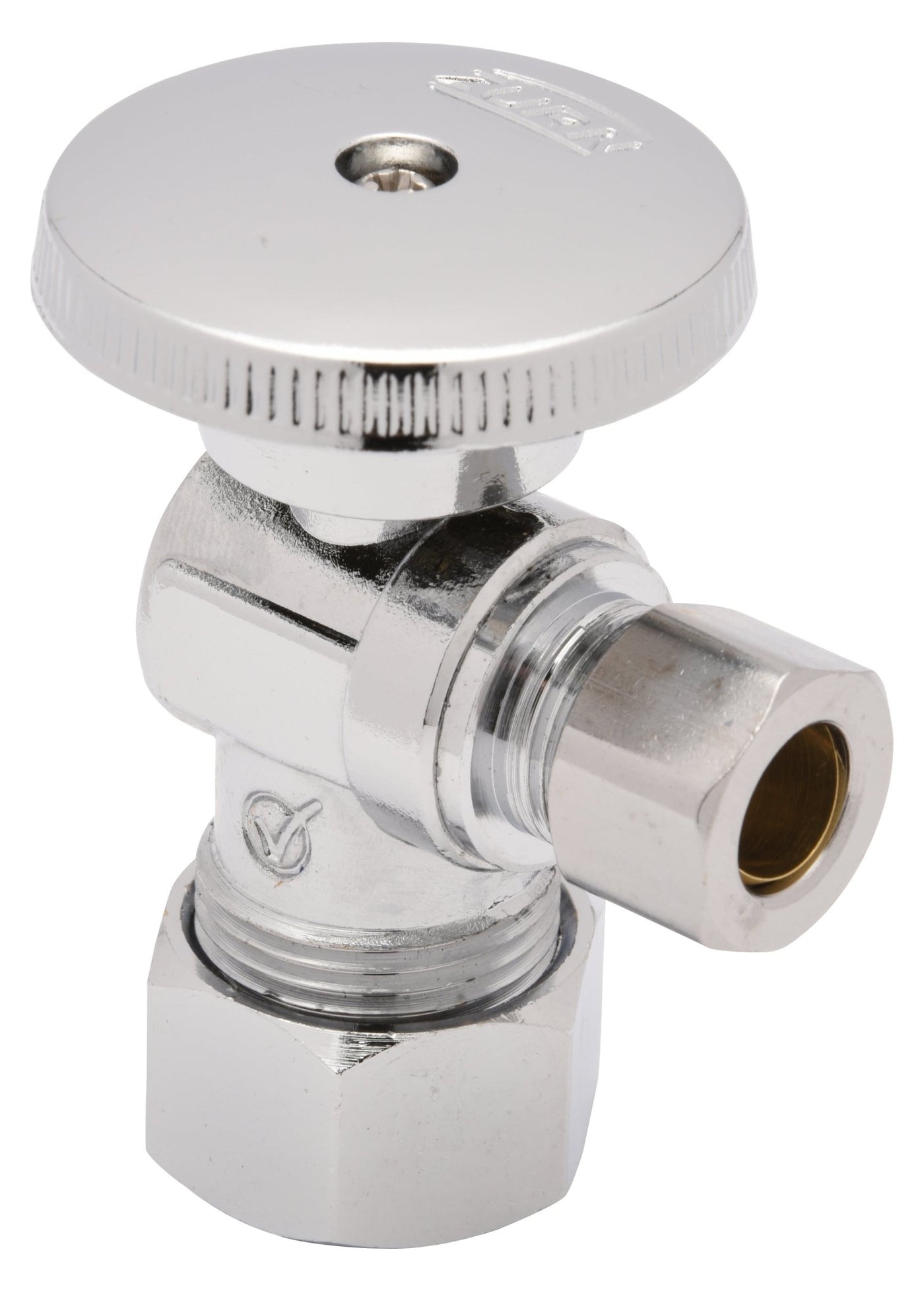 Z8804-XL-Q-PCQuarter-Turn Angle Stop with Compression-to-Compression Fitting, Round Wheel Handle, 1/2" NOM, 3/8" OD, Lead-FreeZurn