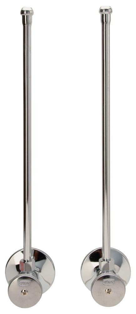 Z8804 - XL - LR - PCTwo Standard Angle Stops with Round Wheel Handles, 12” Flexible Risers, Steel Flanges, 1/2" NOM, 3/8" OD, Lead - FreeZurn