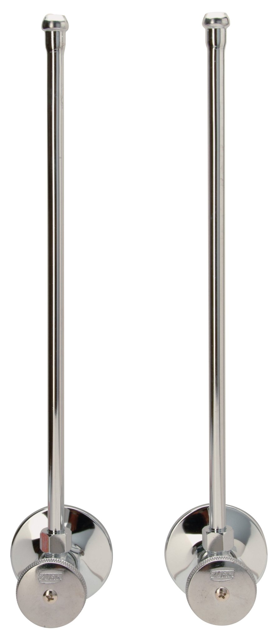 Z8804-XL-LR-PCTwo Standard Angle Stops with Round Wheel Handles, 12” Flexible Risers, Steel Flanges, 1/2" NOM, 3/8" OD, Lead-FreeZurn