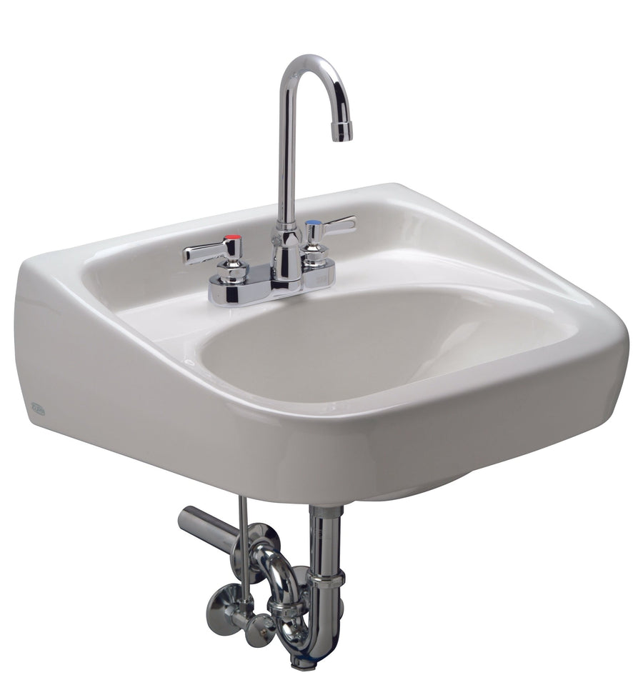 Z.L4.MZurn One Manual Hand Washing System with 20” x 18” Wall Hung Lavatory (Centerset, gooseneck faucet and 0.5 gpm aerator)Zurn